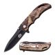 Master USA Folding Blade, 3.5in, Stainless Steel Blade, Forest Camo Coated Nylon Fiber Handle, MU-A029FC