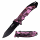 Master USA MU-A052PC Spring Assisted Knife, 3.5in, 3CR13 Stainless Steel, Spear Point, Black Blade, Injection Molded Handle, Pink Camo, MU-A052PC