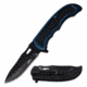 Master USA MU-A053BL Spring Assisted Knife, 3.8in, 3CR13 Stainless Steel, Spear Point, Black Blade, Injection Molded Handle, Blue/Black, MU-A053BL