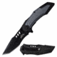 Master USA MU-A098BL Spring Assisted Knife, 3.75in, 3CR13 Stainless Steel, Modified Tanto, Black Blade, Injection Molded/Aluminum Handle, Blue, MU-A098BL