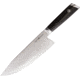 Mattia Borrani Cutlery Bowie Chef 8in Damascus Knife, 8 blade, Black linen micarta handle, B087