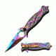 MC Masters Collection Folding Blade, 3.5in, Stainless Steel Blade, Rainbow Ti-Coated Stainless Steel, Sculpted Ninja Art Handle MC-A030RB