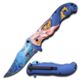 MC Masters Collection Folding Blade, 3.8in, Stainless Steel Blade, Copper Mermaid With Blue Tail On Aluminum Handle, MC-A013BL