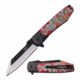 MC Masters Collection MC-A048RD Spring Assisted Knife, 3.5in, 3CR13 Stainless Steel, Reverse Tanto, Steel/Black Blade, Aluminum Handle, Red, MC-A048RD
