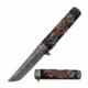 MC Masters Collection MC-A049BK Spring Assisted Knife, 3.6in, 3CR13 Stainless Steel, Tanto, Damascus Blade, Aluminum Handle, Black, MC-A049BK