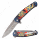 MC Masters Collection MC-A058BL Spring Assisted Knife, 3.5in, 3CR13 Stainless Steel, Drop Point, Laser Etched Steel Blade, Aluminum Handle, Blue, MC-A058BL