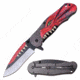 MC Masters Collection MC-A060RD Spring Assisted Knife, 3.5in, 3CR13 Stainless Steel, Drop Point, Steel Blade, Aluminum Handle, Red, MC-A060RD