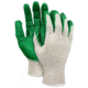 MCR Safety Cotton Polyester Work Gloves, 10 Gauge Natural Cotton Polyester Shell, Latex Coated Palm and Fingertips, Green/Natural, Small, 9681S