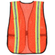 MCR Safety Fluorescent Mesh Safety Vest, 2in Silver Reflective Stripes, Lightweight Poly Mesh, Non-ANSI Rated, Fluorescent Orange, One Size, V201R