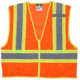 MCR Safety Hi Vis Reflective Mesh Safety Vest, ANSI Type R Class 2, 4.5in Silver Stripes, Zipper Front Closure, Fluorescent Orange, M, WCCL2OM