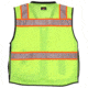 MCR Safety Hi Vis Reflective Safety Vest, ANSI 107 Type R Class 2, 3in Silver Reflective, Zipper Front Closure, Back Plan Pocket, Solid Front Mesh Back, Fluorescent Lime, XL, PSURVCL2LSXL