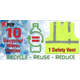 MCR Safety Hi Vis Reflective Safety Vest, ANSI 107 Type R, Class 2, Zipper Front with 4 Outer and 2 Inner Pockets, Fluorescent Lime, M, RSURVMLM