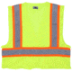 MCR Safety Hi Vis Reflective Safety Vest, ANSI Type R Class 2, 3.5in Silver Stripes, Zipper Front Closure, Limited Flammability, Fluorescent Lime, 4X, VWCCL2LFRX4
