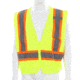 MCR Safety Hi Vis Reflective Safety Vest, ANSI Type R Class 2, 3.5in Silver Stripes, Zipper Front Closure, Limited Flammability, Fluorescent Lime, 4X, VWCCL2LFRX4