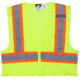 MCR Safety Hi Vis Reflective Safety Vest, ANSI Type R Class 2, 3.5in Silver Stripes, Zipper Front Closure, Limited Flammability, Fluorescent Lime, 4X, VWCCL2LFRX4