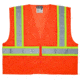 MCR Safety Hi Vis Reflective Safety Vest, ANSI Type R Class 2, 3.5in Silver Stripes, Zipper Front Closure, Limited Flammability, Fluorescent Orange, XL, VWCCL2OFRXL