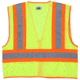 MCR Safety Hi Vis Reflective Safety Vest, ANSI Type R Class 2, 4.5in Silver Stripes, Zipper Front Closure, Fluorescent Lime, S, WCCL2LS