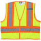 MCR Safety Hi Vis Reflective Safety Vest, ANSI Type R Class 2, 4.5in Silver Stripes, Zipper Front Closure, Limited Flammability, Fluorescent Lime, 4X, WCCL2LFRX4