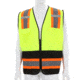 MCR Safety Hi Vis Reflective Safety Vest, ANSI Type R Class 2, 4in Silver Stripes, Zipper Front Closure, Fluorescent Lime, 5X, WCCL2MLSZX5