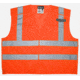 MCR Safety Hi Vis Reflective Safety Vest, ANSI Type R Class 2, Mesh with 2in Dual Silver Stripes, Breakaway Design with Hook and Loop Closures, Fluorescent Orange, 3X, CL2MO2X3
