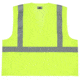 MCR Safety Hi Vis Reflective Safety Vest, ANSI Type R Class 2, Mesh with 2in Silver Stripes, Zipper Front Closure and 3 Pockets, Fluorescent Lime, 5X, RVCL2MLZX5