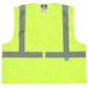 MCR Safety Hi Vis Reflective Safety Vest, ANSI Type R Class 2, Mesh with 2in Silver Stripes, Zipper Front Closure and 3 Pockets, Fluorescent Lime, 5X, RVCL2MLZX5