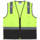 MCR Safety Hi Vis Reflective Safety Vest, ANSI Type R Class 2, Mesh with 2in Silver Stripes, Zipper Front, Fluorescent Lime, L, CL2MLSZL