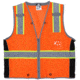 MCR Safety Hi Vis Reflective Safety Vest, ANSI Type R Class 2, Mesh with 3in Silver Stripes, Trimmed with Silver Reflective, Zipper Front Closure, Fluorescent Orange, 4X, SURVCL2OX4
