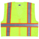 MCR Safety Hi Vis Reflective Safety Vest, ANSI Type R Class 2, Mesh with 3in Silver Stripes, Zipper Front Closure, Fluorescent Lime, S, SURVMLS