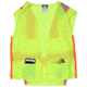 MCR Safety Hi Vis Reflective Safety Vest, ANSI Type R Class 2, Mesh with 3in Silver Stripes, Zipper Front Closure, Fluorescent Lime, S, SURVMLS