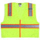 MCR Safety Hi Vis Reflective Safety Vest, ANSI Type R Class 2, Mesh with 3in Silver Stripes, Zipper Front Closure, Fluorescent Lime, S, SURVMLS