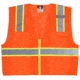 MCR Safety Hi Vis Reflective Safety Vest, ANSI Type R Class 2, Mesh with 3in Silver Stripes, Zipper Front Closure, Fluorescent Orange, L, SURVMOL