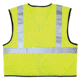 MCR Safety Hi Vis Reflective Safety Vest, ANSI Type R Class 2, Solid with 2in Silver Stripes, Hook and Loop Front Closure, Limited Flammability, Fluorescent Lime, 2X, VCL2SLFRX2