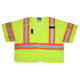 MCR Safety Hi Vis Reflective Safety Vest, ANSI Type R Class 3, Mesh with 3in Silver Stripes, Hook and Loop Front Closure, Fluorescent Lime, L, SURVCL3LL