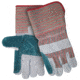 MCR Safety Long Gauntlet Split Double Leather Palm Work Gloves, C Grade Shoulder Leather, 4.5in Rubberized Gauntlet Cuff, Gray and Green, Large, 1212