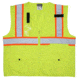 MCR Safety Safety Vest, Class 2, 3in Silver Reflective, Zipper, Back Plan Pocket, Fluorescent Lime, 4X, SURVCL2PLX4