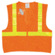 MCR Safety Safety Vest, Class 2 Mesh, 2in Reflective Stripes, Zipper Front, 2 inner Pockets, Fluorescent Orange, XL, CL2MOVXL