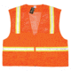 MCR Safety Safety Vest, Upper Torso Mesh, 1 3/4in Reflective Stripes, 6 Pockets, Zipper Front, Non-ANSI Rated, Fluorescent Orange, 3X, HS201VX3