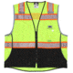 MCR Safety SURVCL2LSM Hi Vis Reflective Safety Vest, ANSI Type R Class 2, Mesh with 3in Silver Stripes, Trimmed with Silver Reflective, Zipper Front Closure, Fluorescent Lime, M, SURVCL2LSM