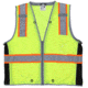 MCR Safety SURVCL2LX2 Hi Vis Reflective Safety Vest, ANSI Type R Class 2, Mesh with 3in Silver Stripes, Trimmed with Silver Reflective, Zipper Front Closure, Fluorescent Lime, 2X, SURVCL2LX2