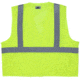 MCR Safety VCL2MLPL Hi Vis Reflective Safety Vest, ANSI Type R Class 2, Mesh with 2in Silver Stripes, Hook and Loop Front Closure, Limited Flammability, Fluorescent Lime, L, VCL2MLPL