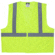 MCR Safety VCL2MLPL Hi Vis Reflective Safety Vest, ANSI Type R Class 2, Mesh with 2in Silver Stripes, Hook and Loop Front Closure, Limited Flammability, Fluorescent Lime, L, VCL2MLPL