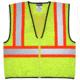 MCR Safety VWCCS2LXL Hi Vis Reflective Safety Vest, ANSI Type R Class 2, 4in Silver Stripes, Zipper Front Closure, Fluorescent Lime, XL, VWCCS2LXL
