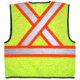 MCR Safety VWCCS2LXL Hi Vis Reflective Safety Vest, ANSI Type R Class 2, 4in Silver Stripes, Zipper Front Closure, Fluorescent Lime, XL, VWCCS2LXL