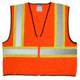 MCR Safety VWCCS2OX4 Hi Vis Reflective Safety Vest, ANSI Type R Class 2, 4in Silver Stripes, Zipper Front Closure, Fluorescent Lime, 4X, VWCCS2OX4