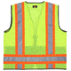 MCR Safety WCCL2MLSZM Hi Vis Reflective Safety Vest, ANSI Type R Class 2, 4in Silver Stripes, Zipper Front Closure, Fluorescent Lime, M, WCCL2MLSZM