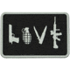 Merica Life LOVE - Pistol Grenade Knife Rifle PVC Patch, Gray, 3 x 2, LOVE-G
