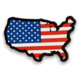 Merica Life Map US Flag Patch, Red/White, 3.25x2, MAP-US
