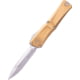 Microtech Combat Troodon Gen III D/E Automatic Folding Knife, 4in, M390 Steel, Stonewashed, Double Edge Blade, Aluminum, Tan Handle, 1142-10TA