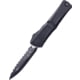 Microtech Combat Troodon Gen III Tactical D/E Automatic Folding Knife, 4in, M390 Steel, Black, Double Edge Blade, Aluminum, Black Handle, 1142-3T